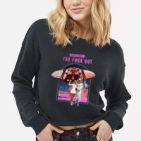Retro Space Astronaut Couple Funny Cropped Pullover Crew