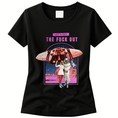 Retro Space Astronaut Couple Funny Womens T-Shirt