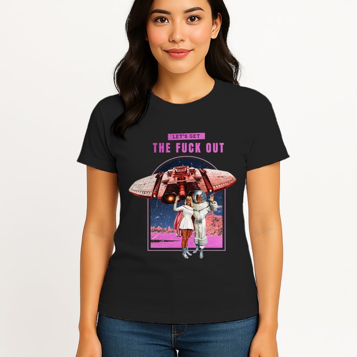 Retro Space Astronaut Couple Funny Womens T-Shirt