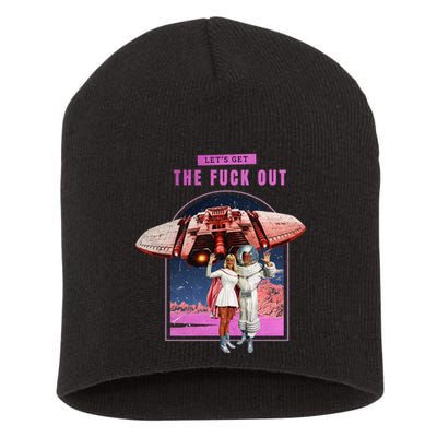 Retro Space Astronaut Couple Funny Short Acrylic Beanie