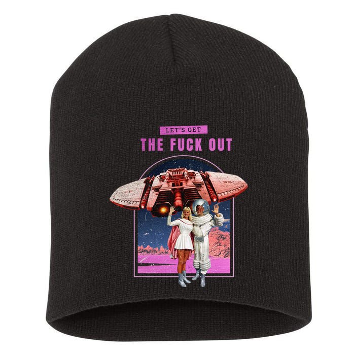 Retro Space Astronaut Couple Funny Short Acrylic Beanie