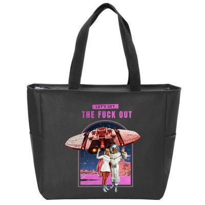 Retro Space Astronaut Couple Funny Zip Tote Bag