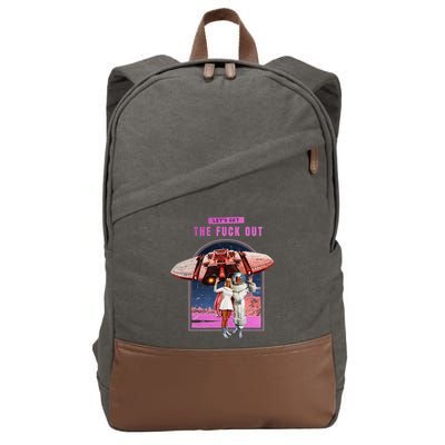 Retro Space Astronaut Couple Funny Cotton Canvas Backpack
