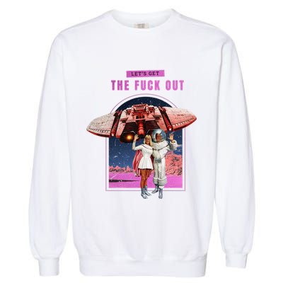 Retro Space Astronaut Couple Funny Garment-Dyed Sweatshirt