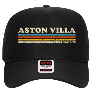 Retro Stripe Aston Villa High Crown Mesh Back Trucker Hat