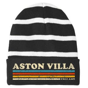 Retro Stripe Aston Villa Striped Beanie with Solid Band