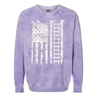 Railroad Spike American Flag Train Gift For Railway Workers Colorblast Crewneck Sweatshirt