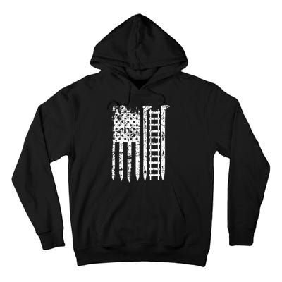 Railroad Spike American Flag Train Gift For Railway Workers Tall Hoodie