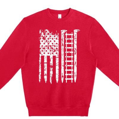 Railroad Spike American Flag Train Gift For Railway Workers Premium Crewneck Sweatshirt