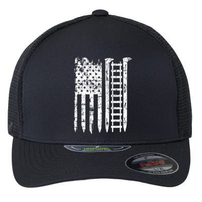 Railroad Spike American Flag Train Gift For Railway Workers Flexfit Unipanel Trucker Cap