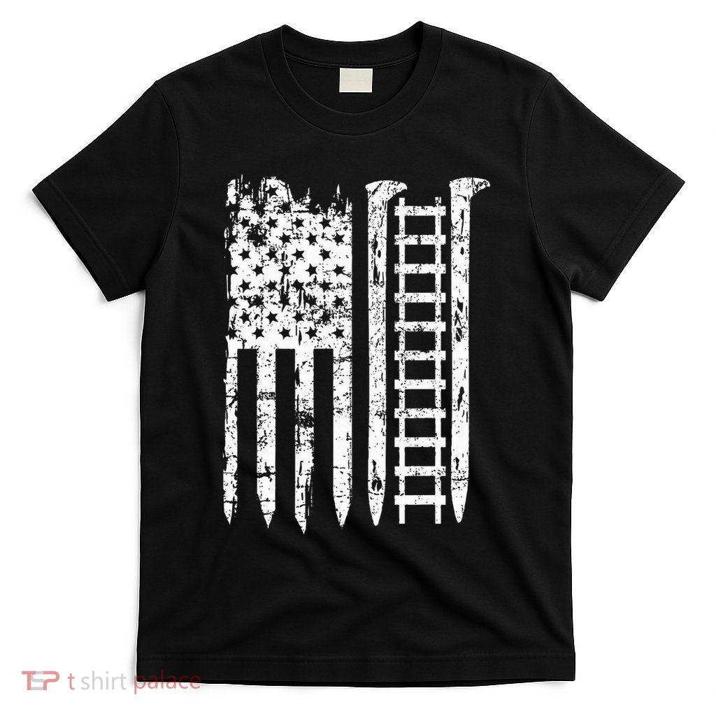 Railroad Spike American Flag Train Gift For Railway Workers T-Shirt