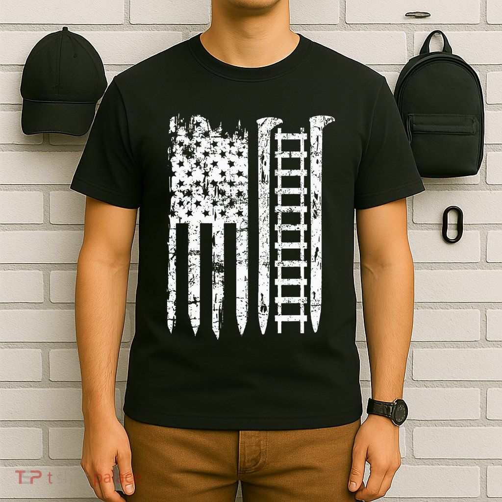Railroad Spike American Flag Train Gift For Railway Workers T-Shirt