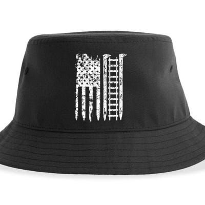 Railroad Spike American Flag Train Gift For Railway Workers Sustainable Bucket Hat