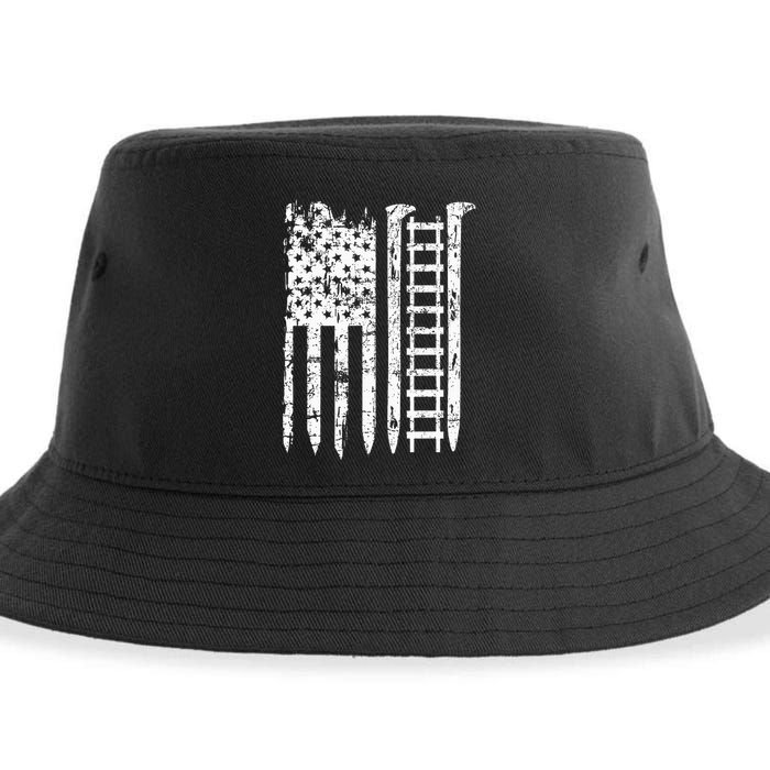 Railroad Spike American Flag Train Gift For Railway Workers Sustainable Bucket Hat