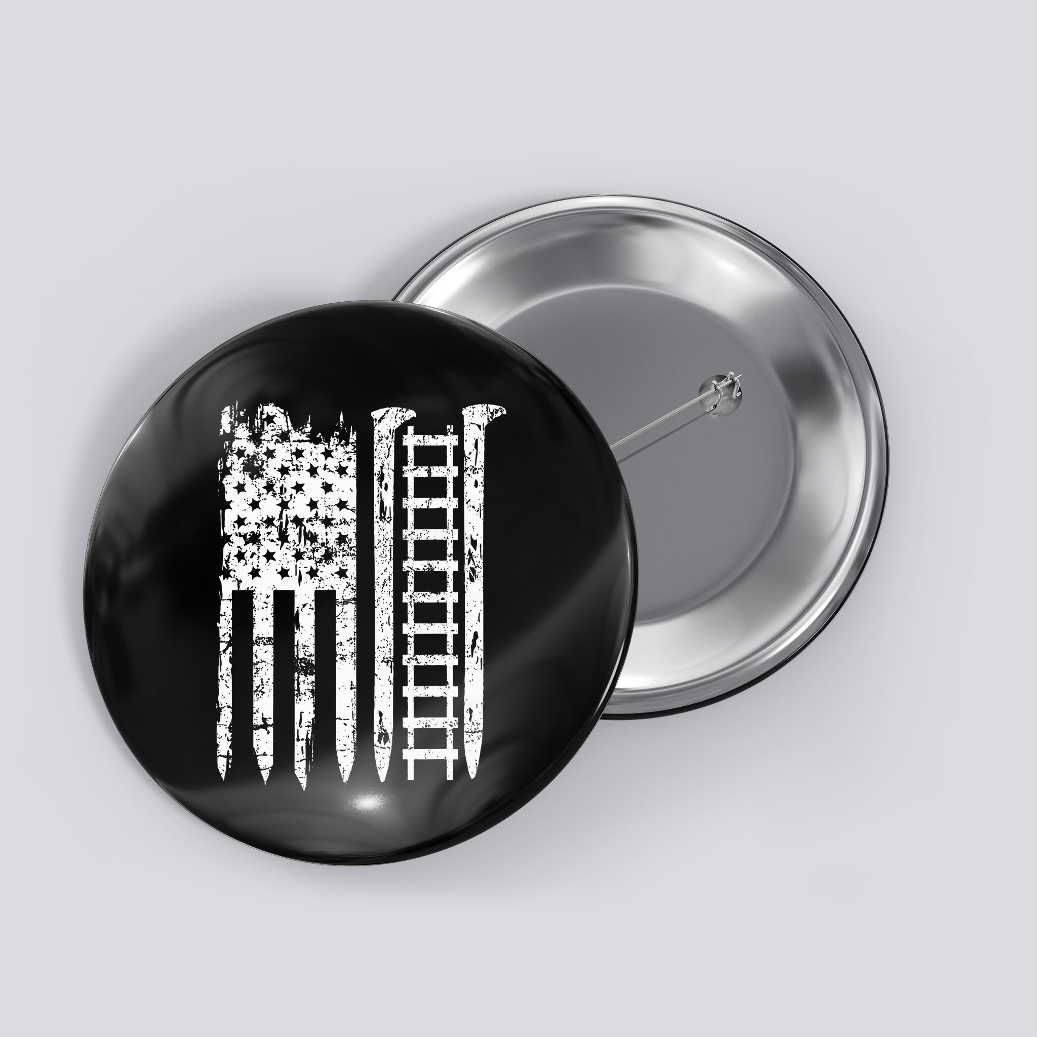 Railroad Spike American Flag Train Gift For Railway Workers Button