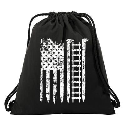 Railroad Spike American Flag Train Gift For Railway Workers Drawstring Bag