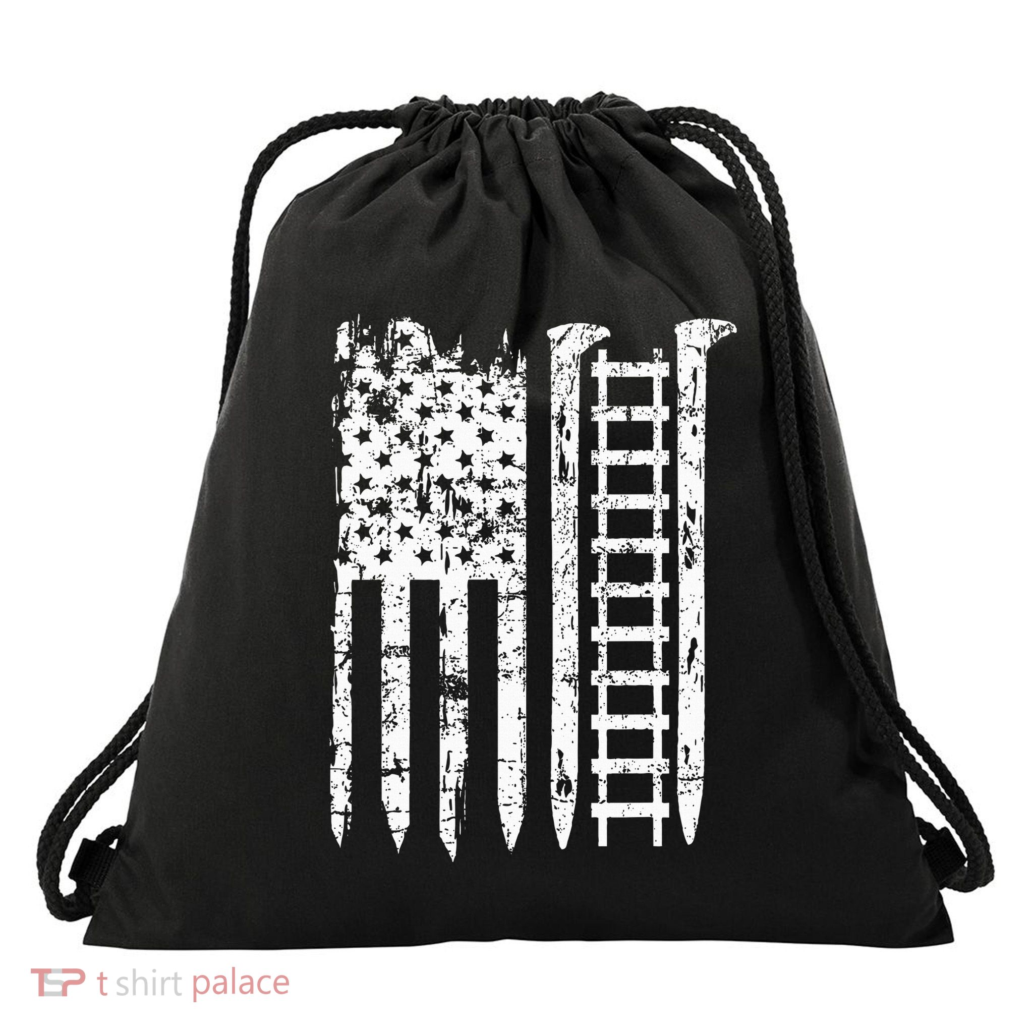 Railroad Spike American Flag Train Gift For Railway Workers Drawstring Bag