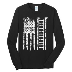 Railroad Spike American Flag Train Gift For Railway Workers Tall Long Sleeve T-Shirt