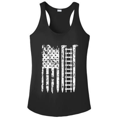 Railroad Spike American Flag Train Gift For Railway Workers Ladies PosiCharge Competitor Racerback Tank