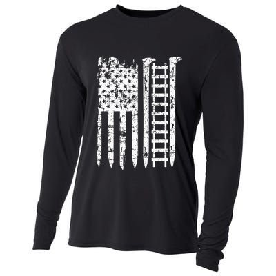 Railroad Spike American Flag Train Gift For Railway Workers Cooling Performance Long Sleeve Crew