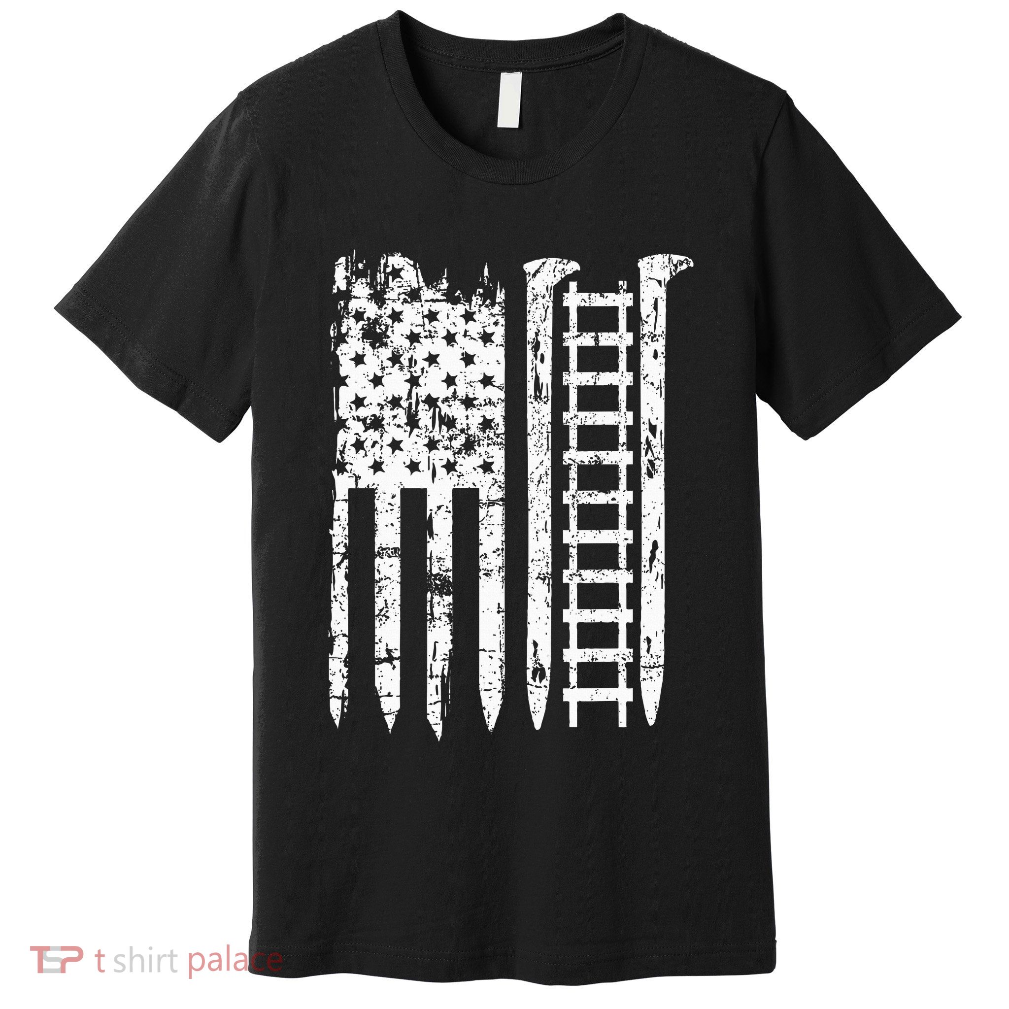 Railroad Spike American Flag Train Gift For Railway Workers Premium T-Shirt