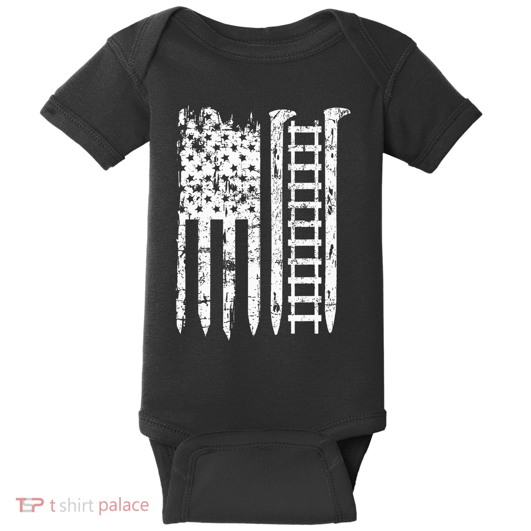 Railroad Spike American Flag Train Gift For Railway Workers Baby Bodysuit