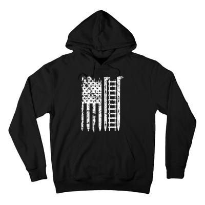 Railroad Spike American Flag Train Gift For Railway Workers Tall Hoodie