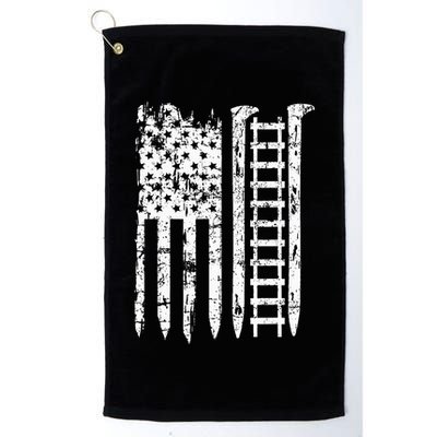 Railroad Spike American Flag Train Gift For Railway Workers Golf Towel
