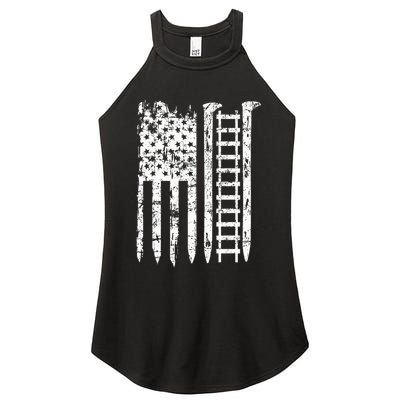 Railroad Spike American Flag Train Gift For Railway Workers Women's Perfect Tri Rocker Tank