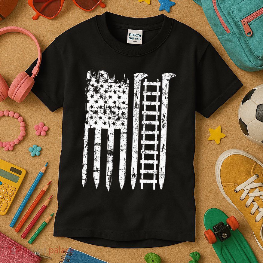 Railroad Spike American Flag Train Gift For Railway Workers Kids T-Shirt