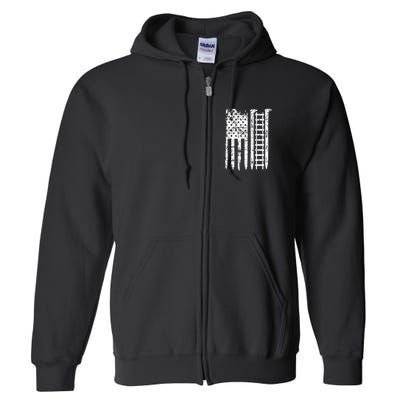 Railroad Spike American Flag Train Gift For Railway Workers Full Zip Hoodie