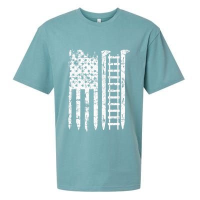 Railroad Spike American Flag Train Gift For Railway Workers Sueded Cloud Jersey T-Shirt