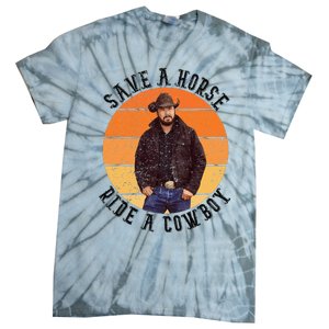 Retro Save A Horse Ride A Cow Western Country Cow Gift Tie-Dye T-Shirt