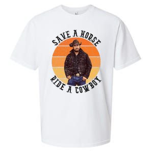 Retro Save A Horse Ride A Cow Western Country Cow Gift Sueded Cloud Jersey T-Shirt