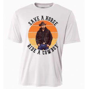 Retro Save A Horse Ride A Cow Western Country Cow Gift Cooling Performance Crew T-Shirt