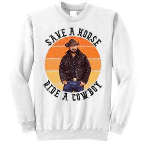 Retro Save A Horse Ride A Cow Western Country Cow Gift Sweatshirt