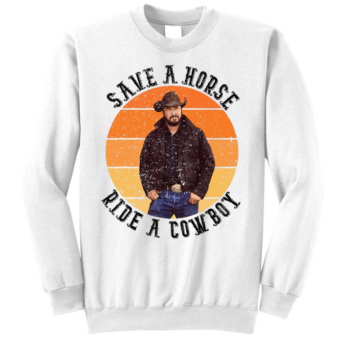 Retro Save A Horse Ride A Cow Western Country Cow Gift Sweatshirt