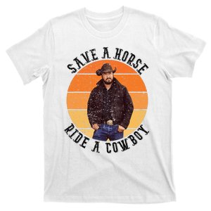 Retro Save A Horse Ride A Cow Western Country Cow Gift T-Shirt