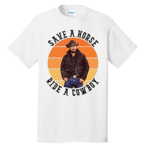 Retro Save A Horse Ride A Cow Western Country Cow Gift Tall T-Shirt