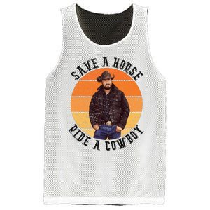 Retro Save A Horse Ride A Cow Western Country Cow Gift Mesh Reversible Basketball Jersey Tank