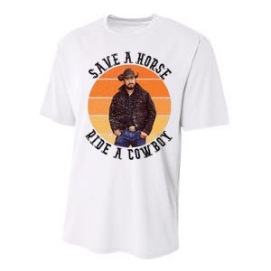 Retro Save A Horse Ride A Cow Western Country Cow Gift Performance Sprint T-Shirt