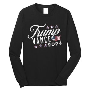 Retro Style American Flag Trump Vance 2024 Vice President Long Sleeve Shirt