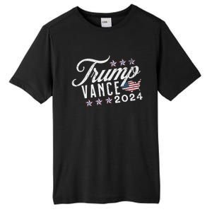 Retro Style American Flag Trump Vance 2024 Vice President Tall Fusion ChromaSoft Performance T-Shirt