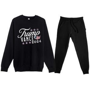 Retro Style American Flag Trump Vance 2024 Vice President Premium Crewneck Sweatsuit Set