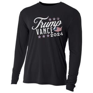 Retro Style American Flag Trump Vance 2024 Vice President Cooling Performance Long Sleeve Crew