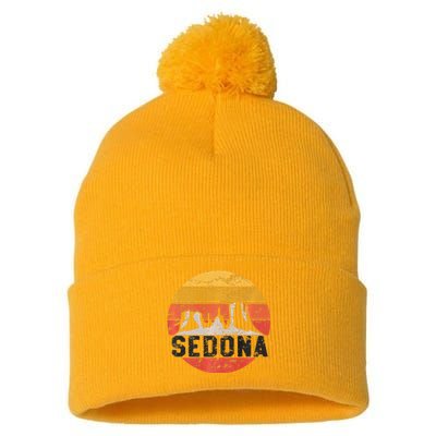 Retro Sedona Arizona Family Vacation Red Rocks Gift Premium Pom Pom 12in Knit Beanie