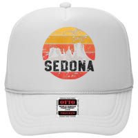 Retro Sedona Arizona Family Vacation Red Rocks Gift Premium High Crown Mesh Back Trucker Hat