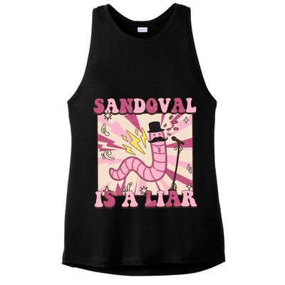 Retro Sandovals A Liar Worm With A Mustache Ladies PosiCharge Tri-Blend Wicking Tank