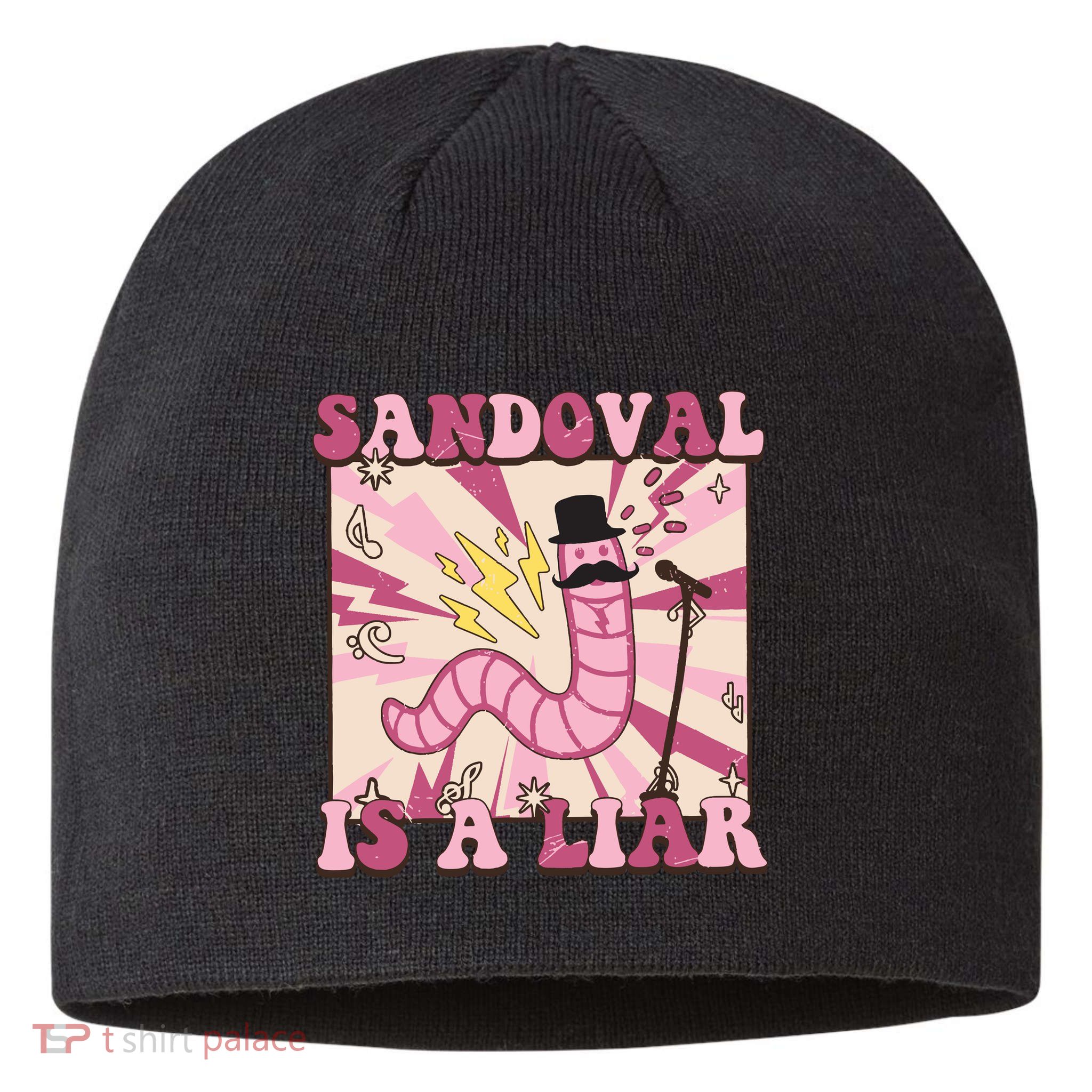 Retro Sandovals A Liar Worm With A Mustache Sustainable Beanie