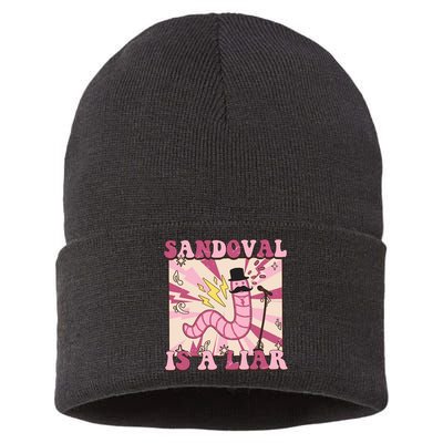 Retro Sandovals A Liar Worm With A Mustache Sustainable Knit Beanie